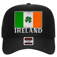 Ireland Shamrock Vintage Flag High Crown Mesh Back Trucker Hat