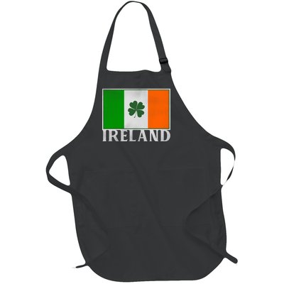 Ireland Shamrock Vintage Flag Full-Length Apron With Pockets