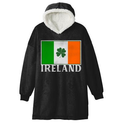 Ireland Shamrock Vintage Flag Hooded Wearable Blanket