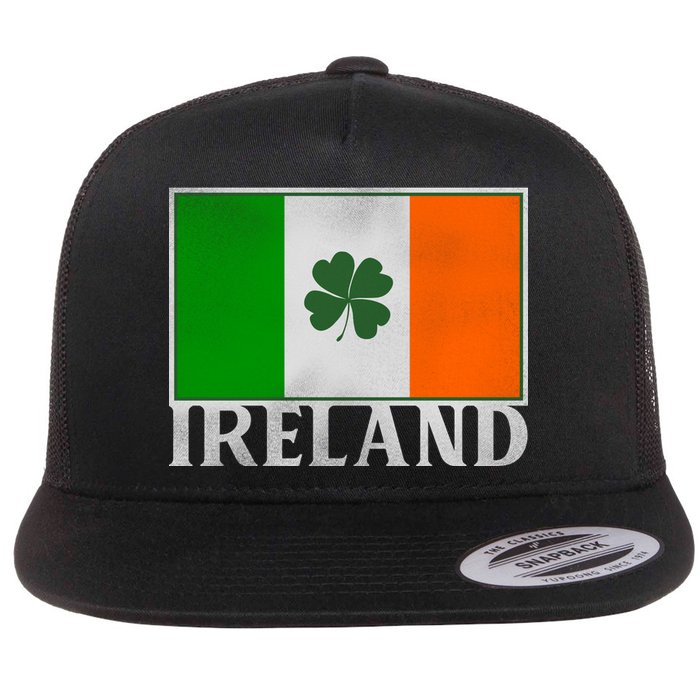 Ireland Shamrock Vintage Flag Flat Bill Trucker Hat