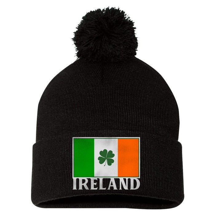 Ireland Shamrock Vintage Flag Pom Pom 12in Knit Beanie