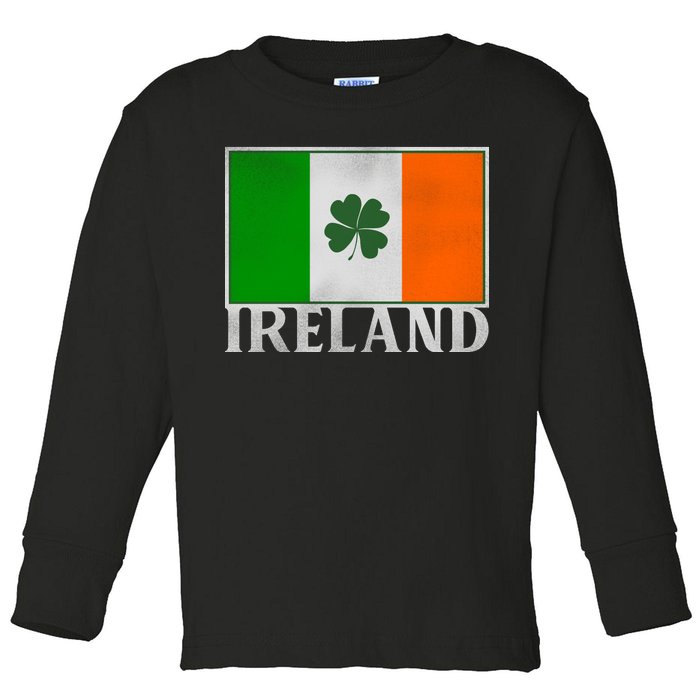 Ireland Shamrock Vintage Flag Toddler Long Sleeve Shirt