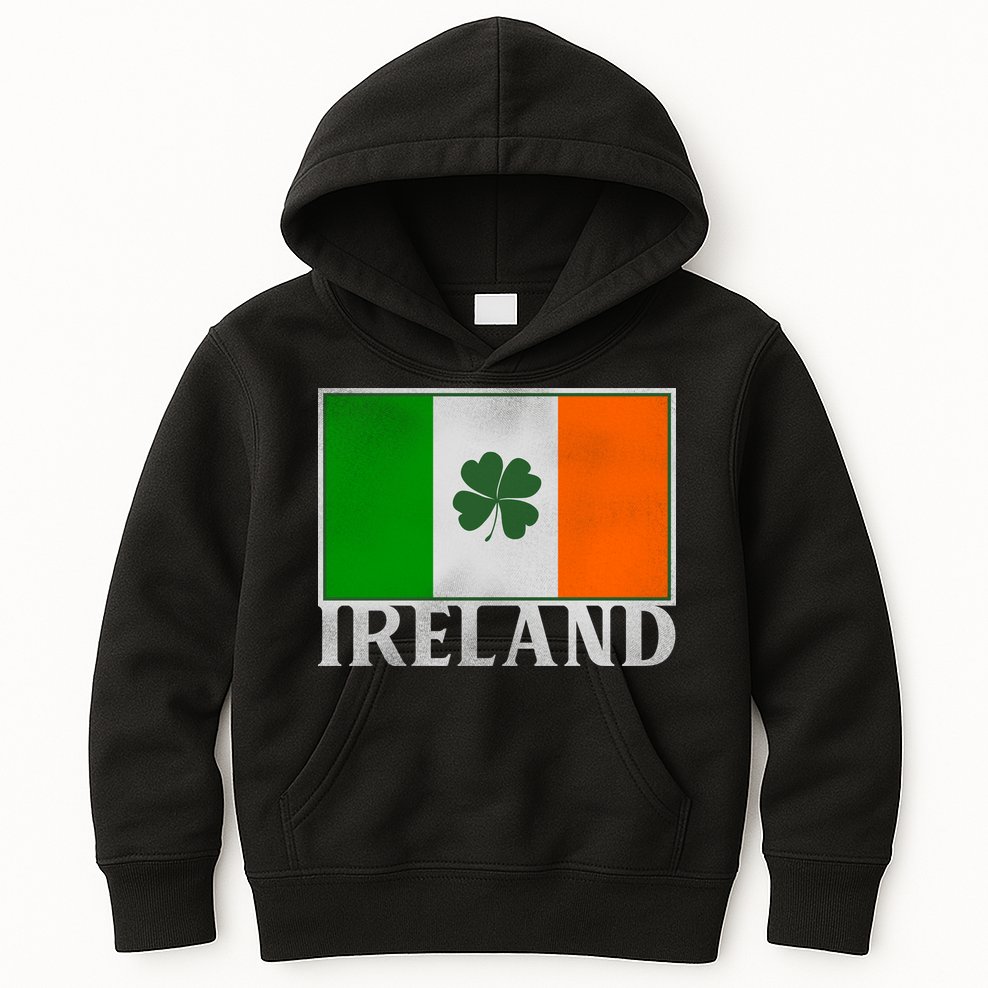 Ireland Shamrock Vintage Flag Kids Hoodie