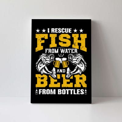 I Rescue Fish From Water Beer From Bottle Funny Fishing Canvas