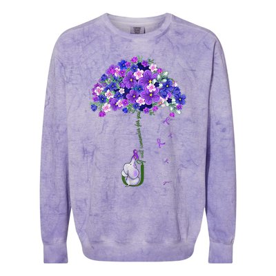 ILl Remember For You Purple Elephant AlzheimerS Awareness Cute Colorblast Crewneck Sweatshirt