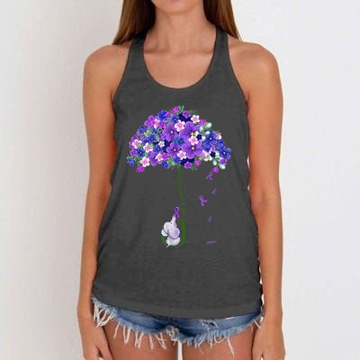 ILl Remember For You Purple Elephant AlzheimerS Awareness Cute Women's Knotted Racerback Tank