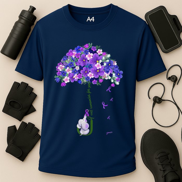 ILl Remember For You Purple Elephant AlzheimerS Awareness Cute Cooling Performance Crew T-Shirt