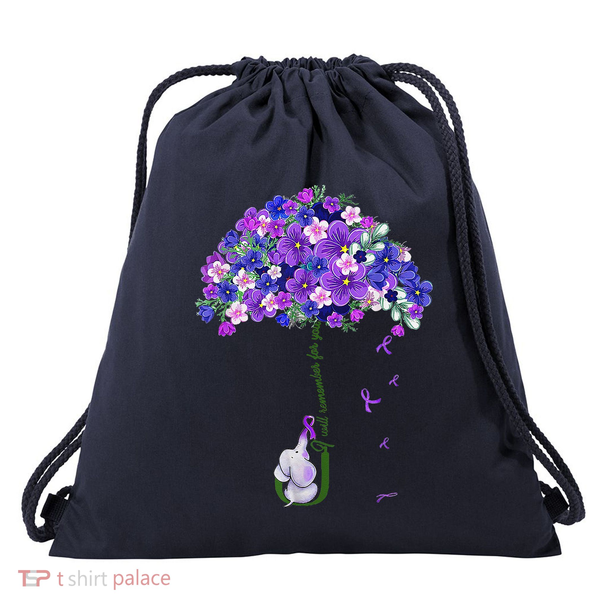 ILl Remember For You Purple Elephant AlzheimerS Awareness Cute Drawstring Bag