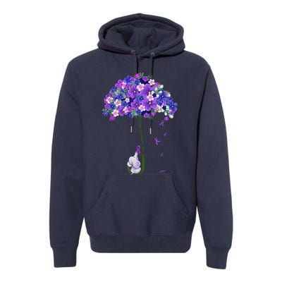 ILl Remember For You Purple Elephant AlzheimerS Awareness Cute Premium Hoodie