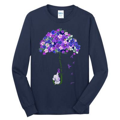 ILl Remember For You Purple Elephant AlzheimerS Awareness Cute Tall Long Sleeve T-Shirt