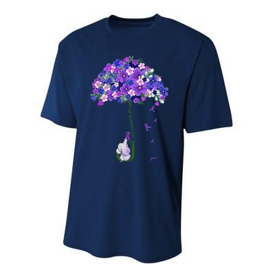 ILl Remember For You Purple Elephant AlzheimerS Awareness Cute Performance Sprint T-Shirt