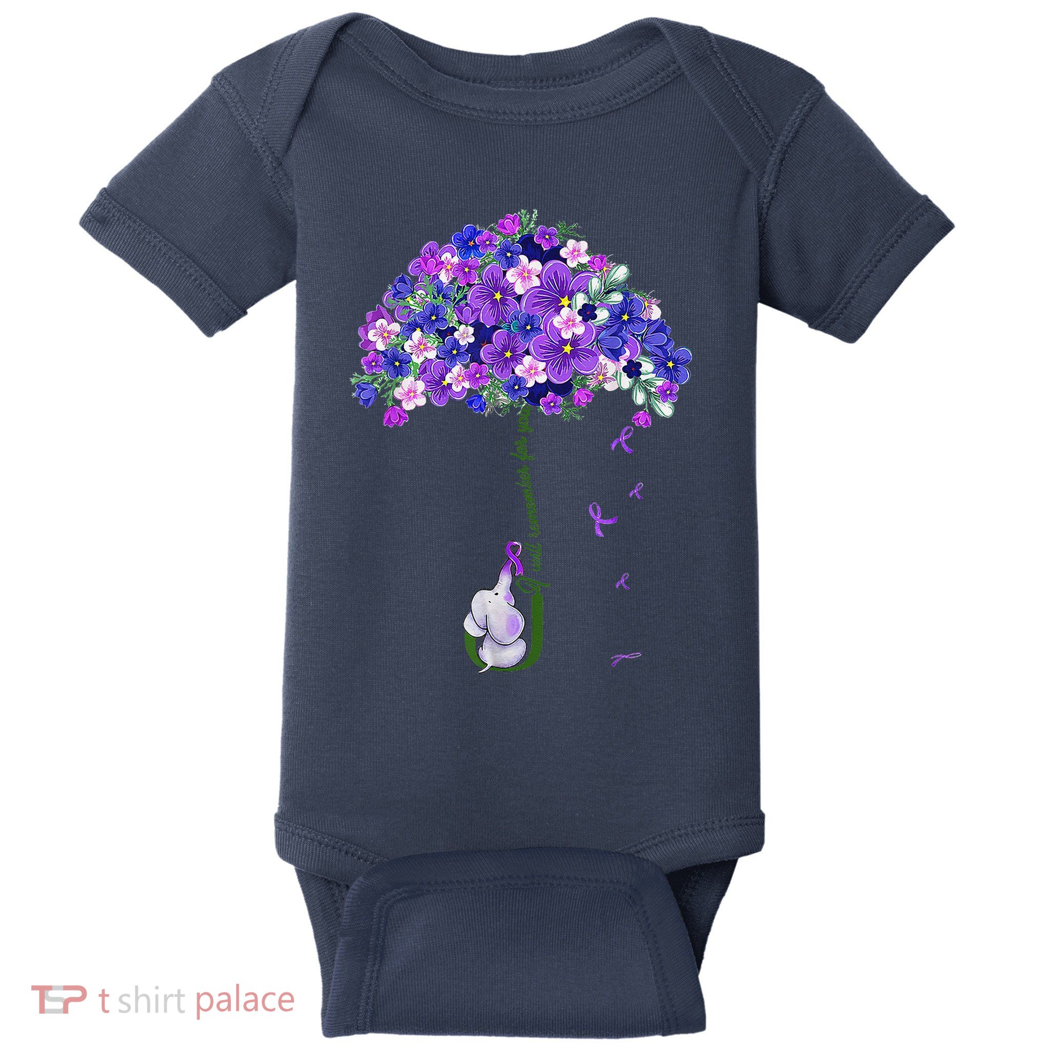 ILl Remember For You Purple Elephant AlzheimerS Awareness Cute Baby Bodysuit