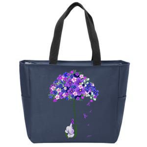 ILl Remember For You Purple Elephant AlzheimerS Awareness Cute Zip Tote Bag