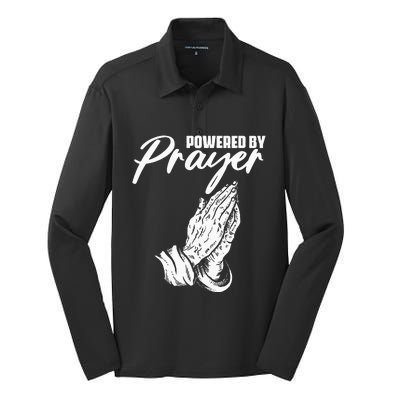 Inspiration Religious Faith Praying for Christians Silk Touch Performance Long Sleeve Polo