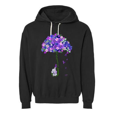 ILl Remember For You Purple Elephant AlzheimerS Awareness Garment-Dyed Fleece Hoodie