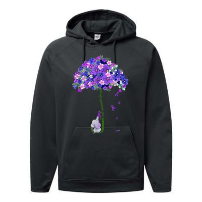 ILl Remember For You Purple Elephant AlzheimerS Awareness Performance Fleece Hoodie