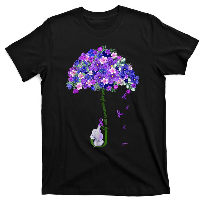 ILl Remember For You Purple Elephant AlzheimerS Awareness T-Shirt