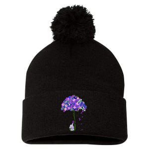 ILl Remember For You Purple Elephant AlzheimerS Awareness Pom Pom 12in Knit Beanie