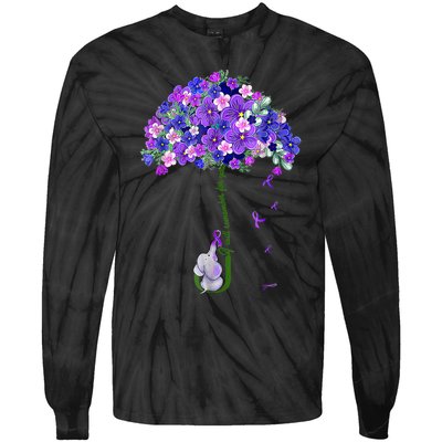 ILl Remember For You Purple Elephant AlzheimerS Awareness Tie-Dye Long Sleeve Shirt