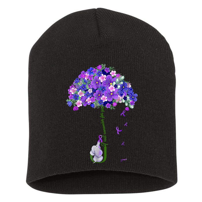 ILl Remember For You Purple Elephant AlzheimerS Awareness Short Acrylic Beanie