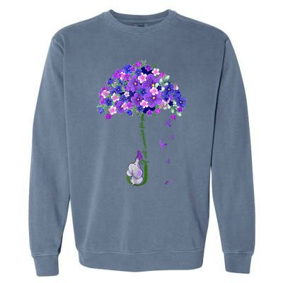 ILl Remember For You Purple Elephant AlzheimerS Awareness Garment-Dyed Sweatshirt