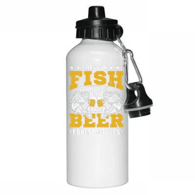 I Rescue Fish From Water Beer From Bottle Funny Fishing Aluminum Water Bottle