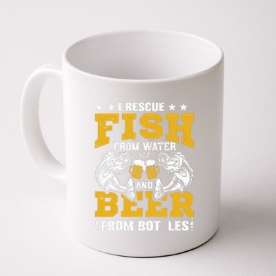 I Rescue Fish From Water Beer From Bottle Funny Fishing Coffee Mug