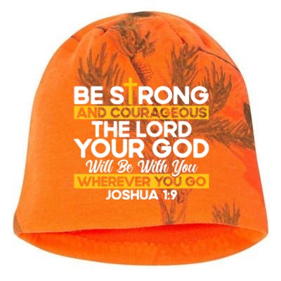 Inspirational Religious Faith Jesus God Christian Bible Verse Joshua 1:9 Cross Kati - Camo Knit Beanie