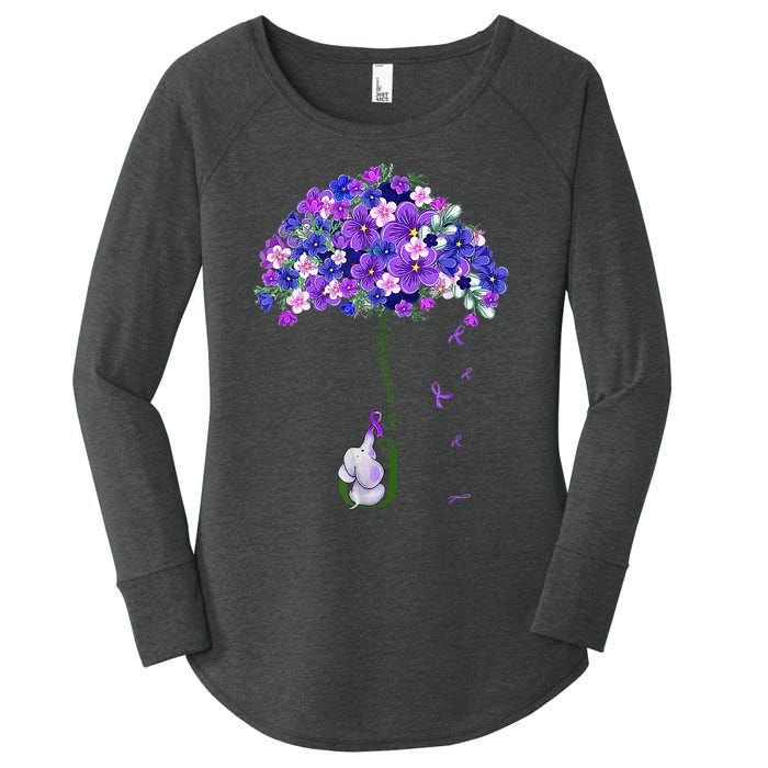 ILl Remember For You Purple Elephant AlzheimerS Women's Perfect Tri Tunic Long Sleeve Shirt