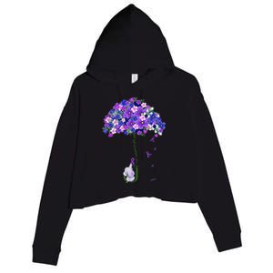 ILl Remember For You Purple Elephant AlzheimerS Crop Fleece Hoodie