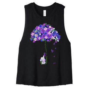 ILl Remember For You Purple Elephant AlzheimerS Women's Racerback Cropped Tank