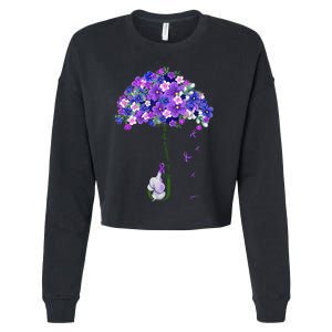 ILl Remember For You Purple Elephant AlzheimerS Cropped Pullover Crew