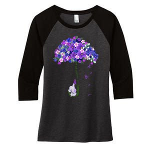 ILl Remember For You Purple Elephant AlzheimerS Women's Tri-Blend 3/4-Sleeve Raglan Shirt