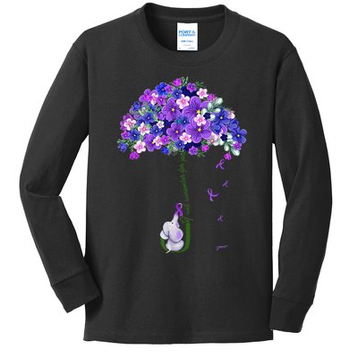 ILl Remember For You Purple Elephant AlzheimerS Kids Long Sleeve Shirt