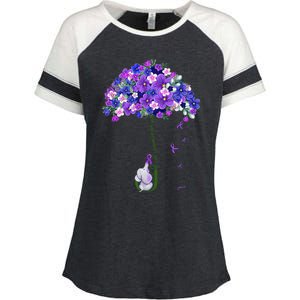 ILl Remember For You Purple Elephant AlzheimerS Enza Ladies Jersey Colorblock Tee