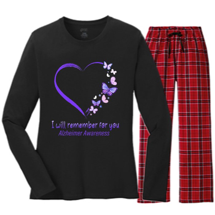 I’ll Remember For You Alzheimer Awareness Apparel Women's Long Sleeve Flannel Pajama Set 