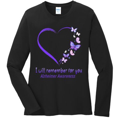 I’ll Remember For You Alzheimer Awareness Apparel Ladies Long Sleeve Shirt