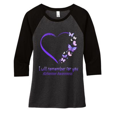 I’ll Remember For You Alzheimer Awareness Apparel Women's Tri-Blend 3/4-Sleeve Raglan Shirt