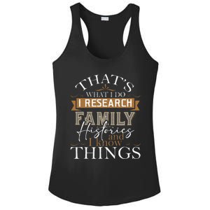 I Research Family Histories Genealogy Genealogist Ancestry Ladies PosiCharge Competitor Racerback Tank