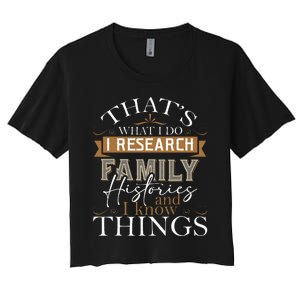 I Research Family Histories Genealogy Genealogist Ancestry Women's Crop Top Tee