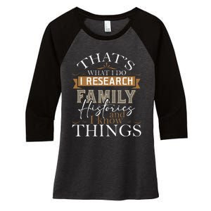 I Research Family Histories Genealogy Genealogist Ancestry Women's Tri-Blend 3/4-Sleeve Raglan Shirt