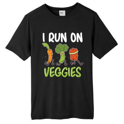 I Run For Veggies Powered By Plants Funny Vegetarian Cute Gift Tall Fusion ChromaSoft Performance T-Shirt