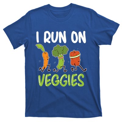 I Run For Veggies Powered By Plants Funny Vegetarian Cute Gift T-Shirt