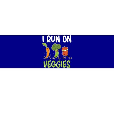 I Run For Veggies Powered By Plants Funny Vegetarian Cute Gift Bumper Sticker