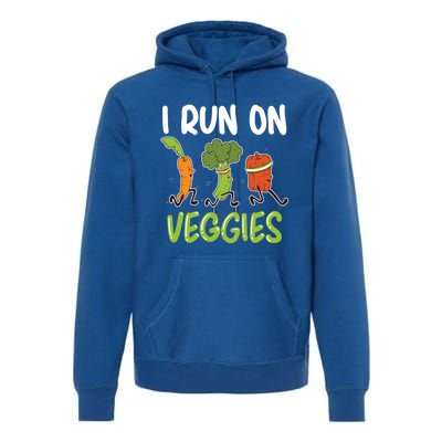 I Run For Veggies Powered By Plants Funny Vegetarian Cute Gift Premium Hoodie