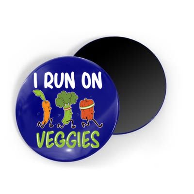 I Run For Veggies Powered By Plants Funny Vegetarian Cute Gift Magnet