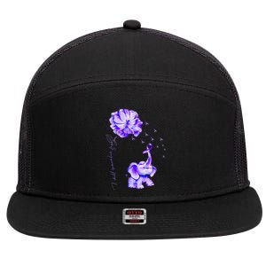 ILl Remember For You Purple Elephant AlzheimerS Awareness 7 Panel Mesh Trucker Snapback Hat