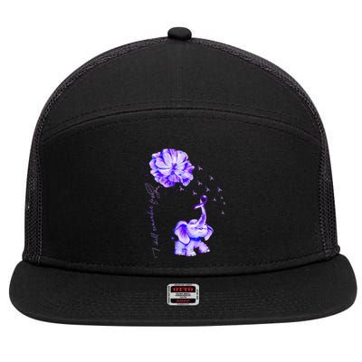 ILl Remember For You Purple Elephant AlzheimerS Awareness 7 Panel Mesh Trucker Snapback Hat