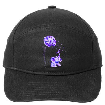 ILl Remember For You Purple Elephant AlzheimerS Awareness 7-Panel Snapback Hat