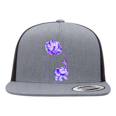 ILl Remember For You Purple Elephant AlzheimerS Awareness Flat Bill Trucker Hat